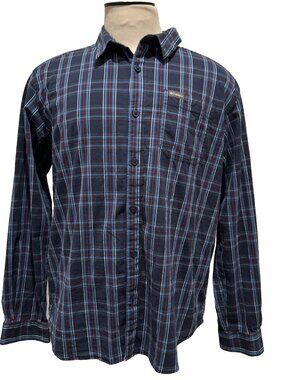 Columbia Mens Shirt Size XL Blue Plaid Long Sleeve Button Down